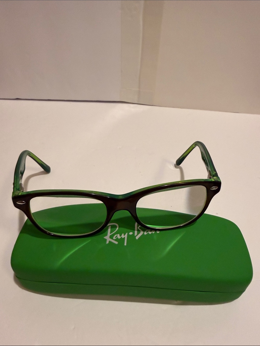 Ray-Ban  Green and Brown Translucent Frame Eyeglasses and case for juniors